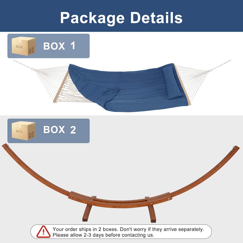 Rope Hammock with 13.5ft Wooden Stand and Removable Pad
