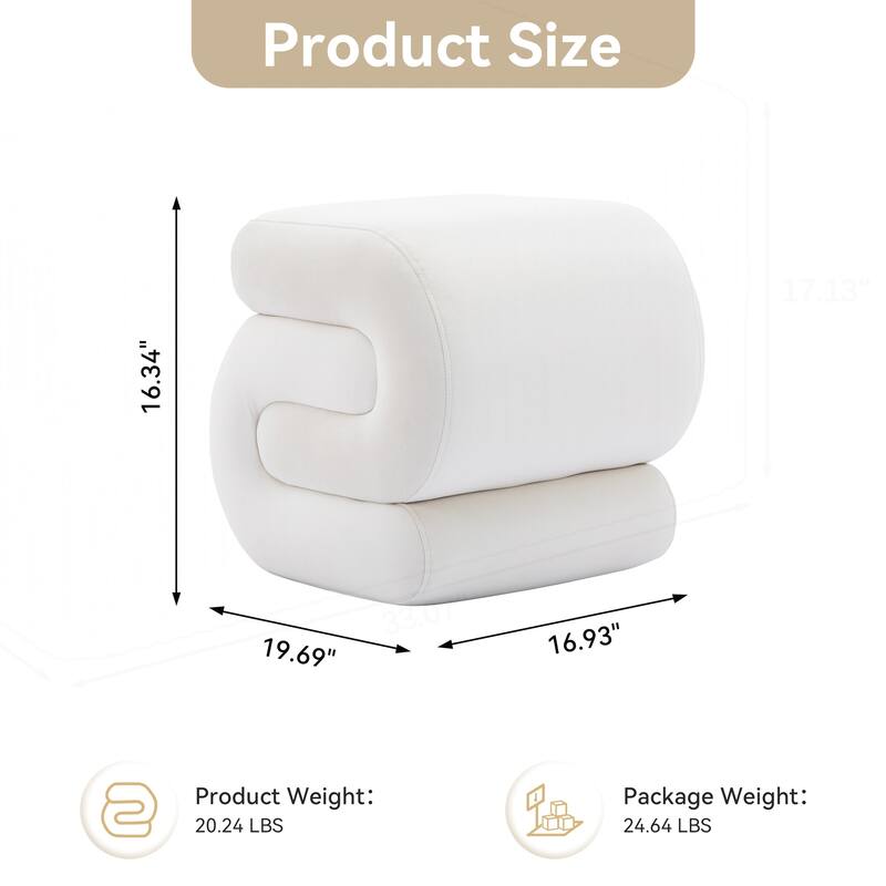 S-shape Velvet Fabric Ottoman Makeup Stool