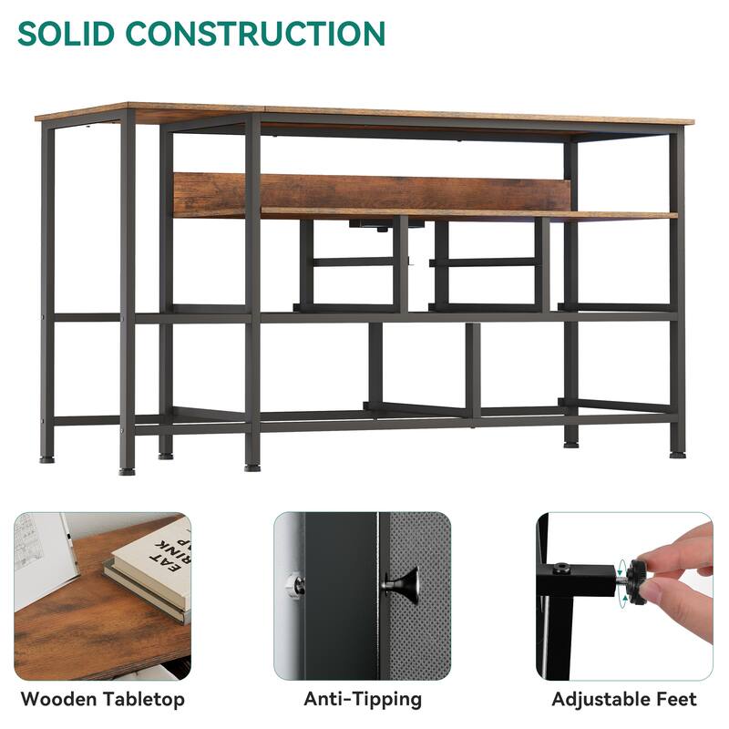 Moasis 50"W 9-drawer Fabric Dresser, Media Console, TV Stand with Outlets, RGB Lights