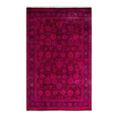 Contemporary Overdyed Wool Hand Knotted Area Rug - 6' 1" x 9' 4"