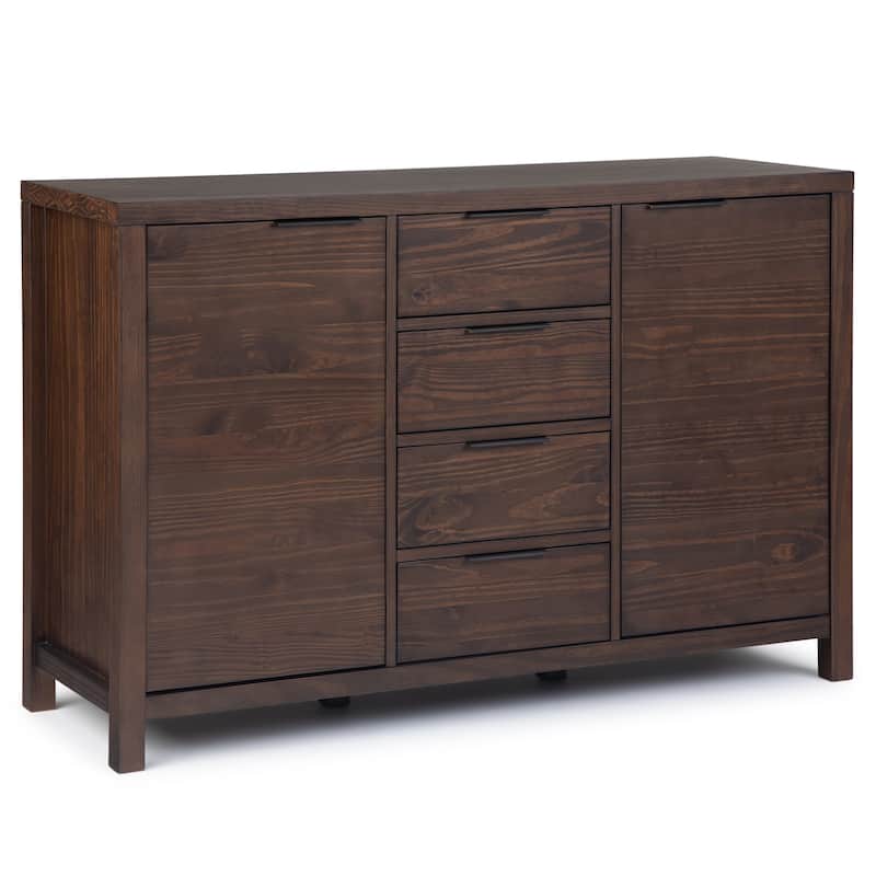 WYNDENHALL Fabian SOLID WOOD 54 inch Wide Contemporary Sideboard Buffet - 18" D x 54" W x 36" H