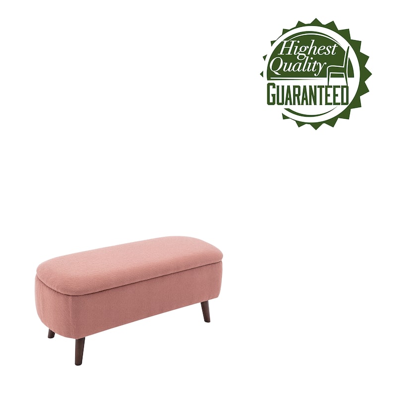 Porthos Home Celia Boucle Fabric Storage Bench with Rubberwood Legs