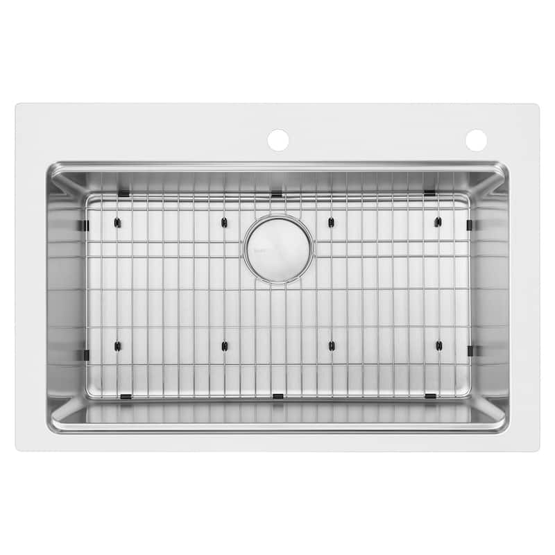 Ruvati 33 x 22 inch Drop-in Topmount Workstation Kitchen Sink 16 Gauge Stainless Steel Single Bowl - RVM5233