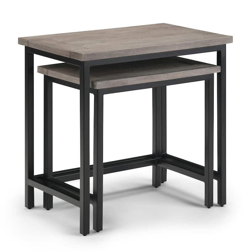 WYNDENHALL Rhonda SOLID MANGO WOOD and Metal 25 inch Wide Rectangle Industrial Nesting 2 Pc Side Table, Fully Assembled
