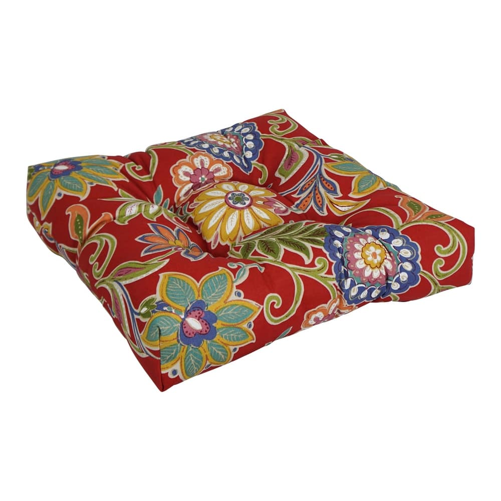 19-inch Square Tufted Indoor/Outdoor Chair Cushion - 19" x 19"