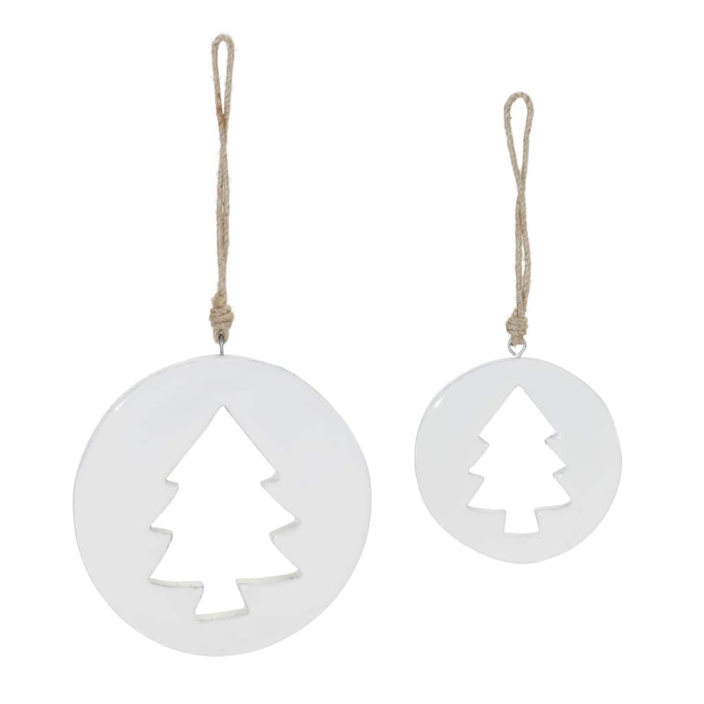 Cut-Out Wood Pine Tree Christmas Ornaments - 6" - White - 12ct