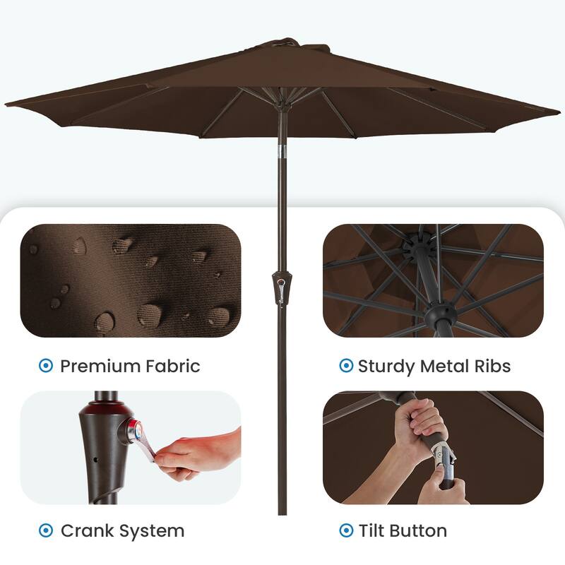 9-ft Patio Market Umbrella with UV-Risistance,Crank & Tilt