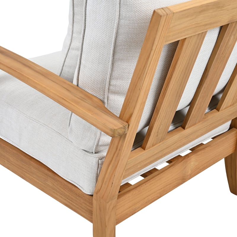 SAFAVIEH Couture Freida Wood Patio Arm Chair - 31.4" W x 35.6" L x 32.6" H - 31"W x 36"D x 33"H