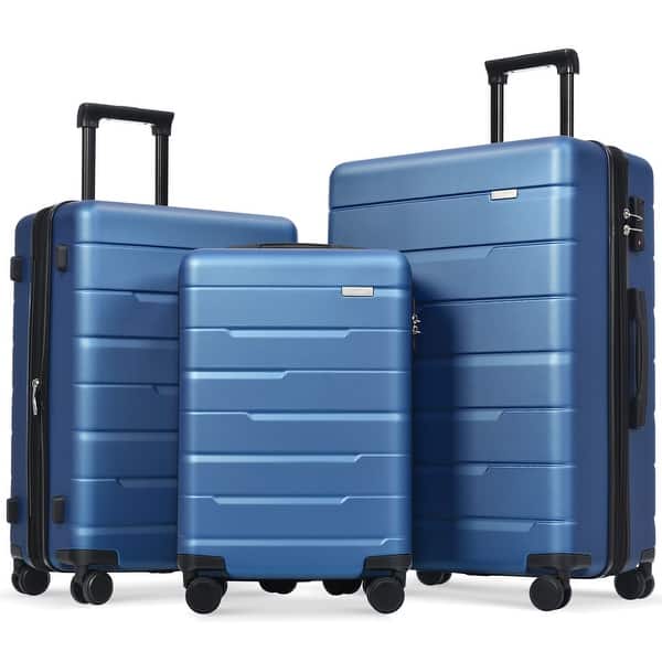 Luggage 3 Piece Sets Hard Shell Luggage Set with Spinner Wheels, TSA Lock,  20 24 28 inch Travel Suitcase Sets, Bright Blue