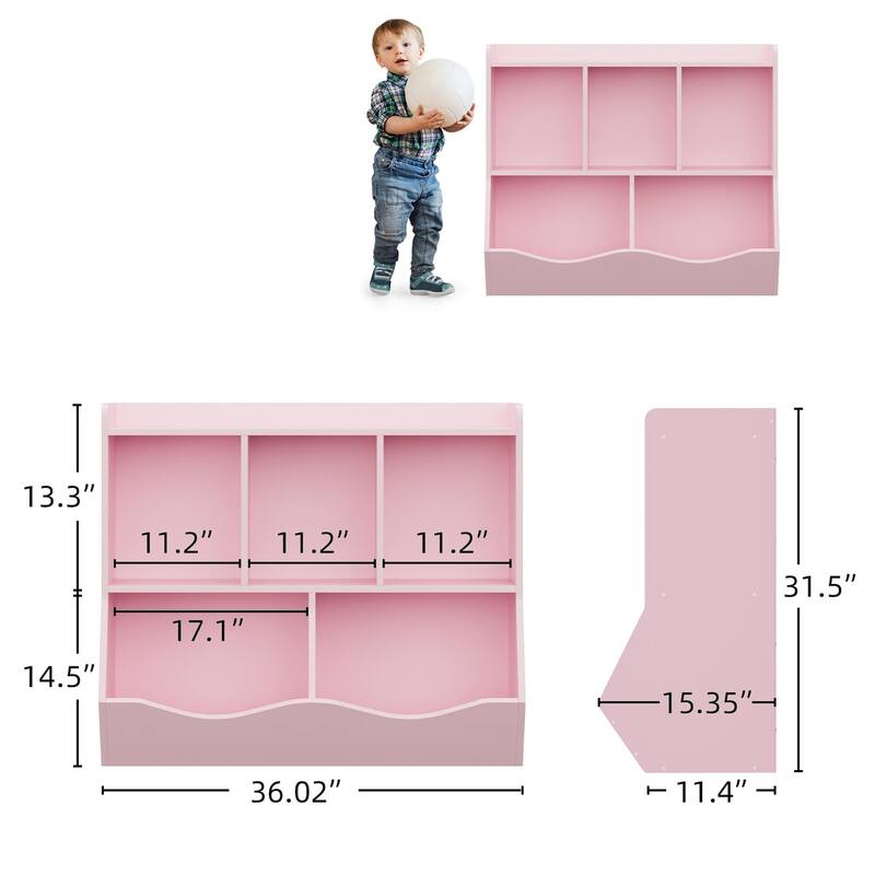 Kids Bookshelf and Bookcase Toy Storage Multi Shelf with Cubby Organizer Cabinet for Boys Girls