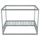 preview thumbnail 6 of 25, Minimalistic Style Full Size Wooden Canopy Frame Floor Bed with Fence and Guardrails, Grey