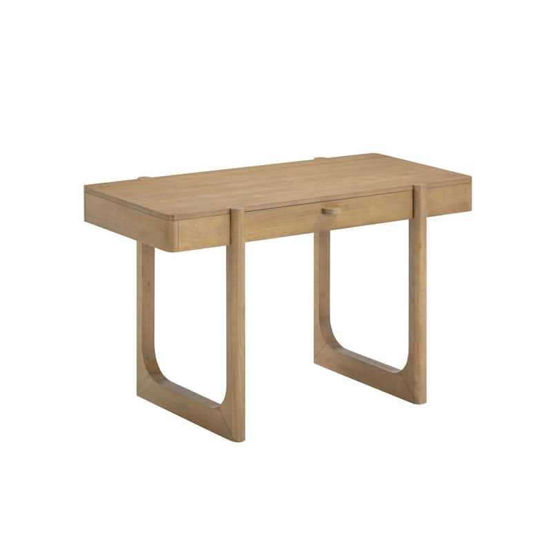 Haley Mid Century Modern Home Office Desk, Solid Wood Writing Desk with Drawer and Rounded Leg Details