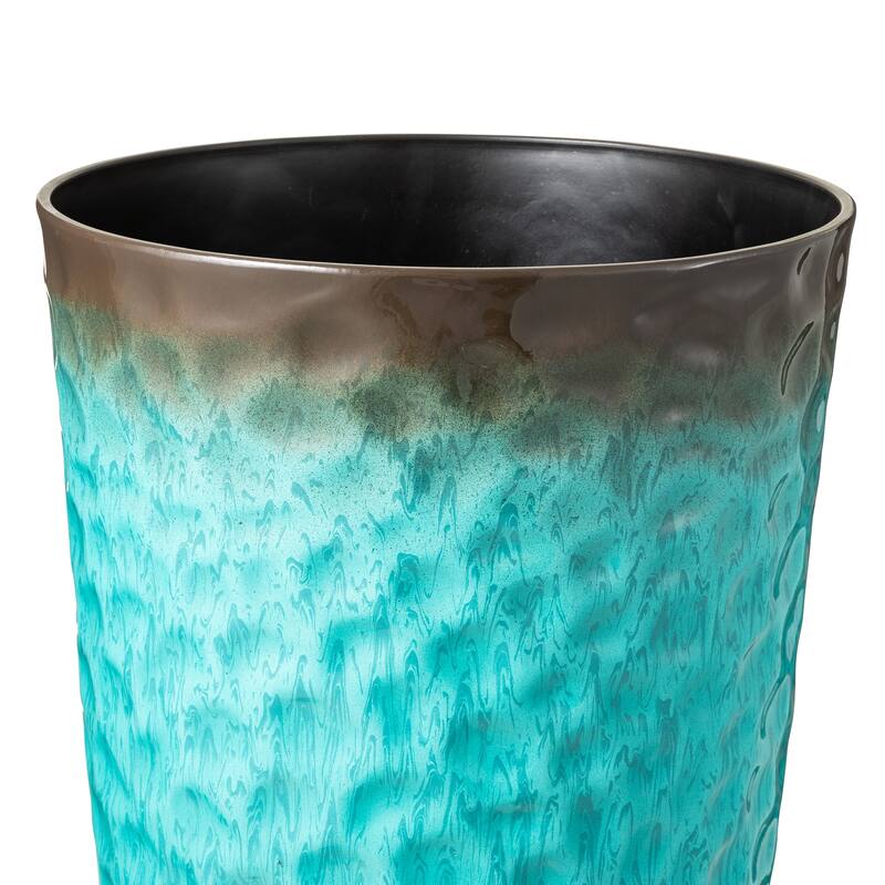Glitzhome 23.75"H Set of 2 Oversized Eco-Friendly PP and Stone Honeycomb Textured Blue/Green/Red Tall Plastic Planter