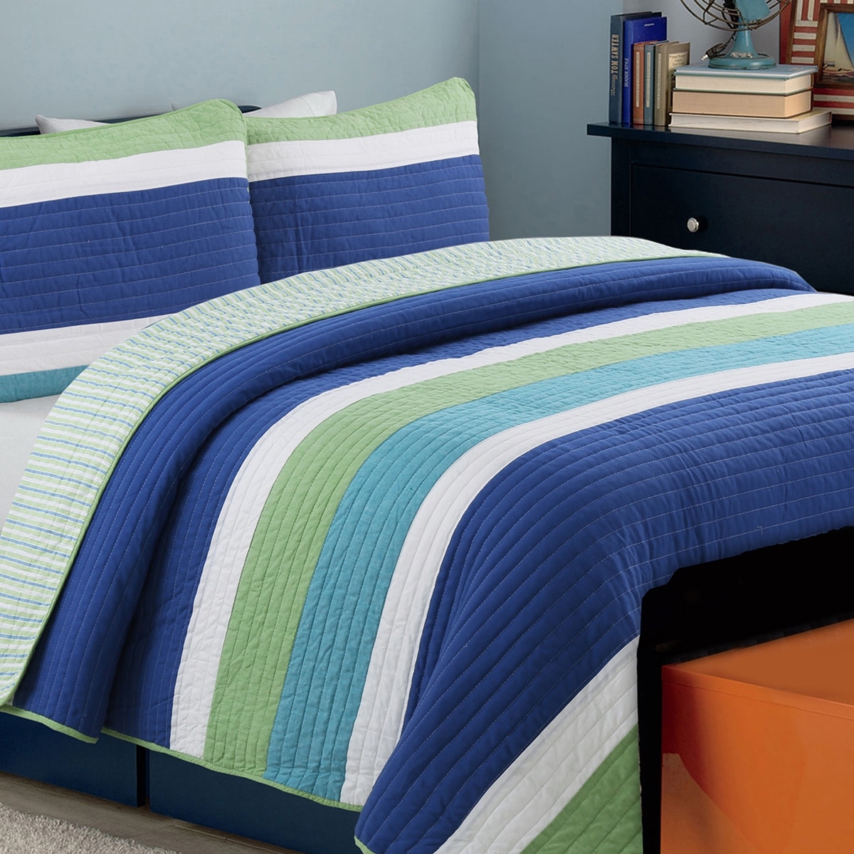 Porch & Den Copenhaver Stripe Cotton Reversible Quilt Set