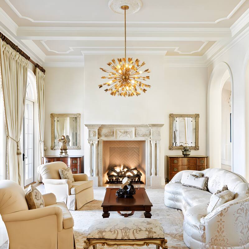 35" 14-Light Gold Butterfly Sputnik Sphere Distinctive Chandelier - 34.65 " D x 34.65 " W x 23.62" H