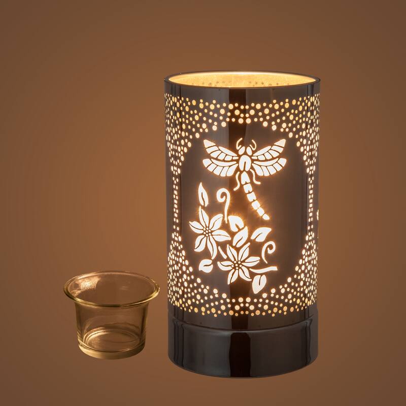7" Touch lamp/Oil burner/Wax warmer - Silver Dragonfly - 3.75*3.75*7