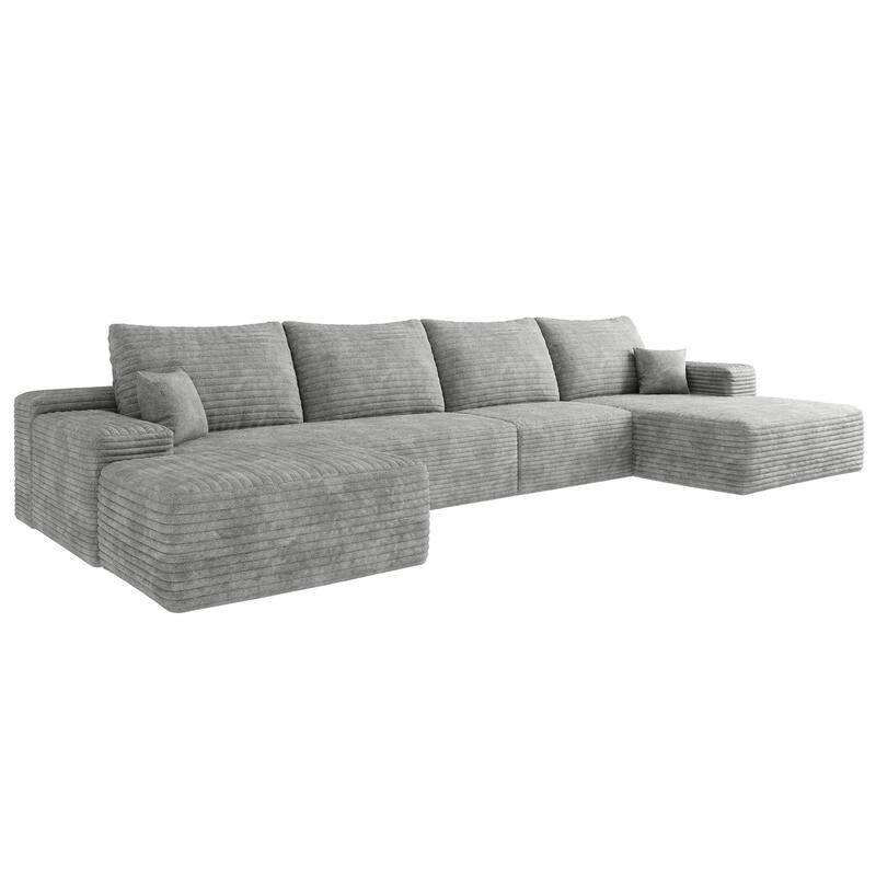 135-in Casual Gray 4 -seater Right Reclining Sectional - 8' x 10'