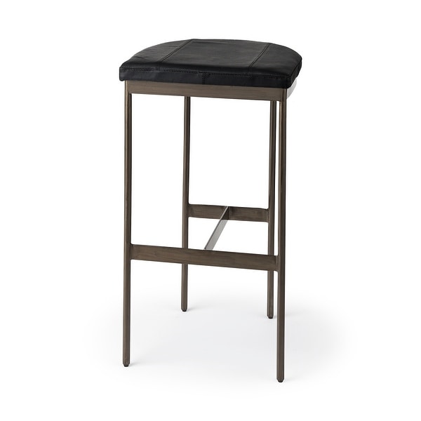 Millie Black Genuine Leather Seat with Nickel Metal Frame Counter