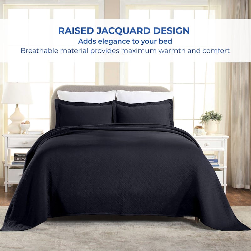 Superior Basketweave Cotton Decorative Bedspread Set