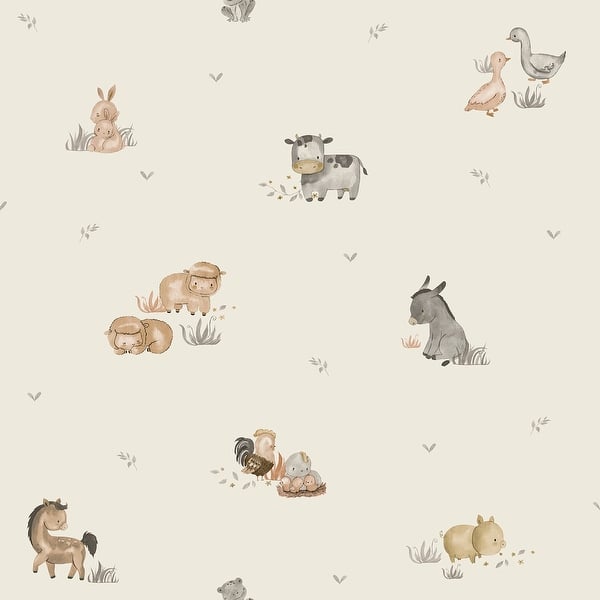 Galerie Wallcoverings Little Explorers 2 Farm Animals Non-woven Matte Wallpaper Roll