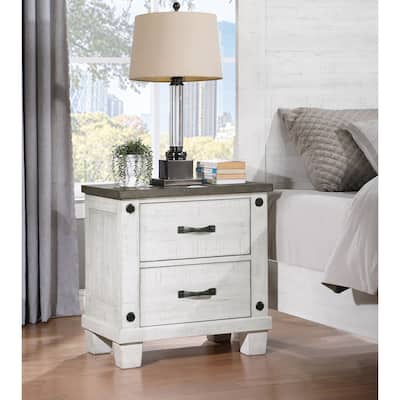 Jarrett Distressed White and Grey 2-Drawer Nightstand