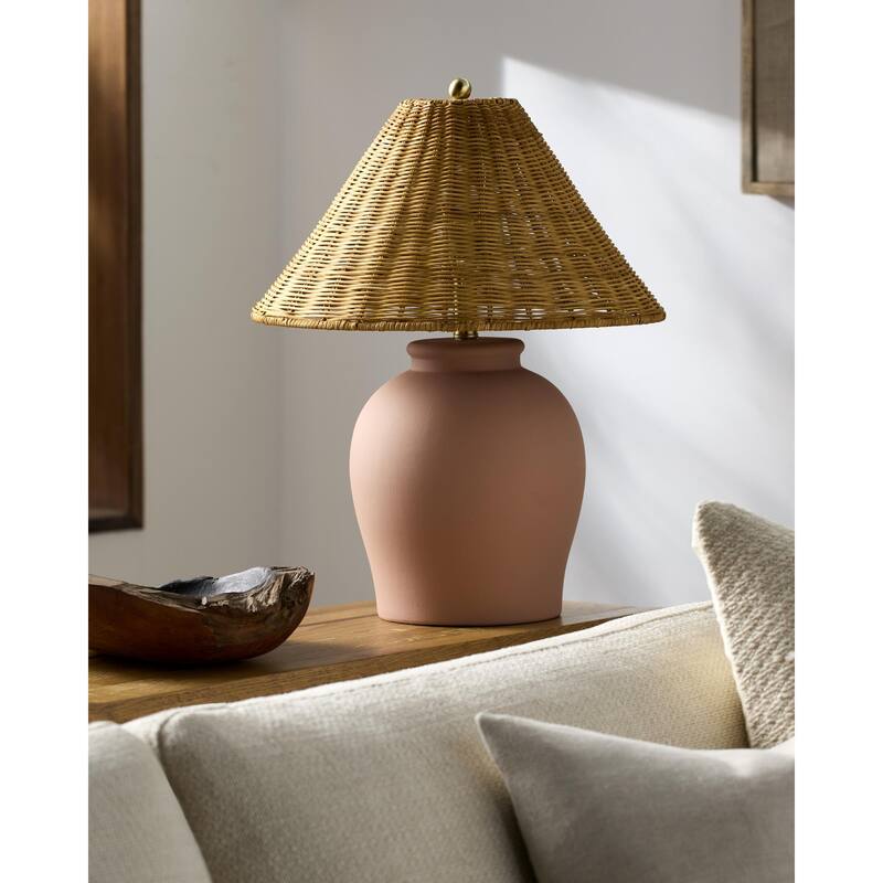 Livabliss Besson Traditional Accent Table Lamp - 22"H x 17"W x 17"D - Terracotta/Gold