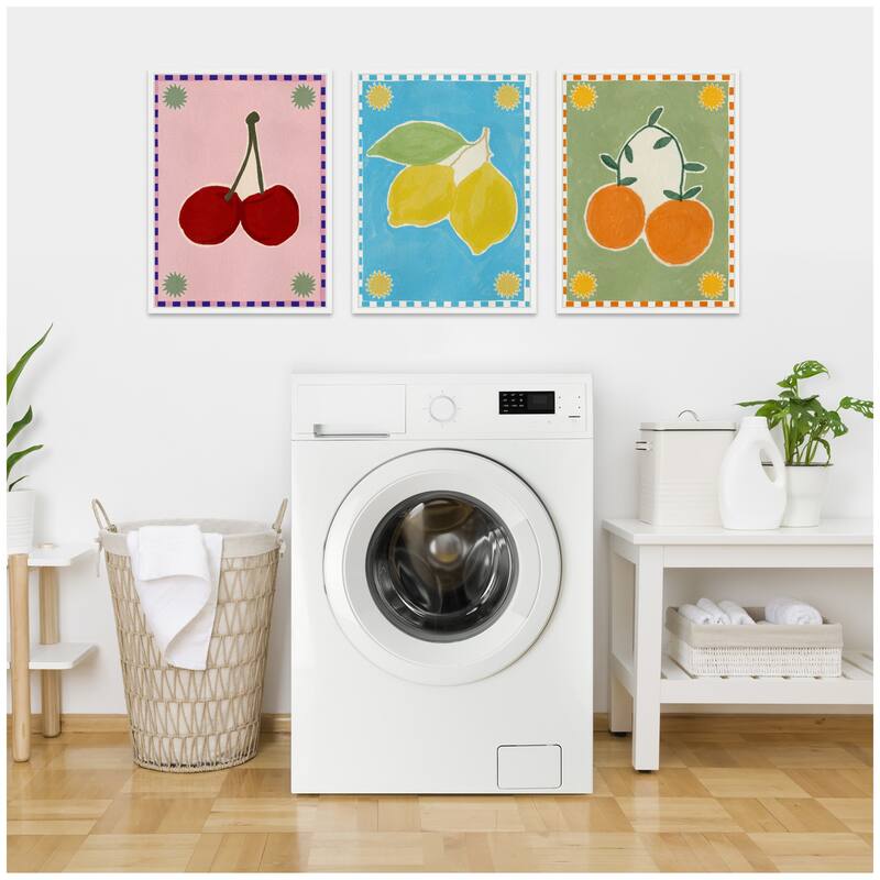 Kate and Laurel Sylvie Lush Duo 1 Cherry Lemon and Orange Framed Canvas Art Set by Shatha Al Dafai