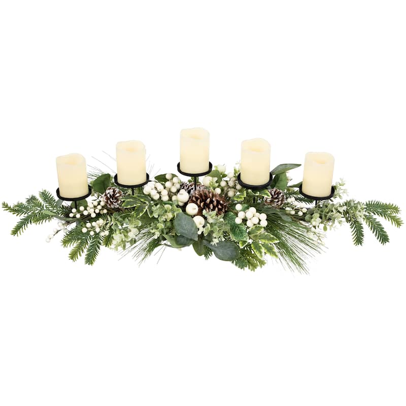 Berries and Eucalyptus Artificial Christmas Candle Holder - 42"