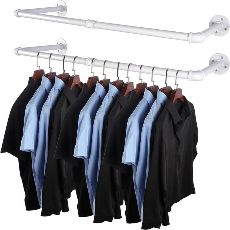 2 Pack Clothes Rack Gold Wall Mounted - 17.48 x 5.59 x 3.78 - White