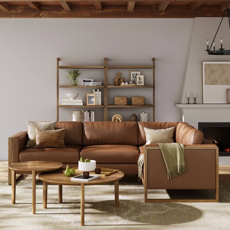Madison Modern Upholstered Modular Sofa or Couch for Living Room with Solid Wood Legs