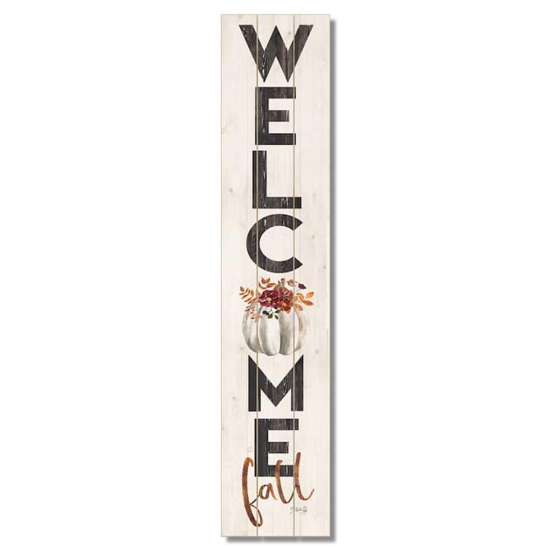 Welcome Fall Vertical Decorative Indoor/Outdoor Pallet Wood Sign 36" by 7.5" Made in the USA - Multi