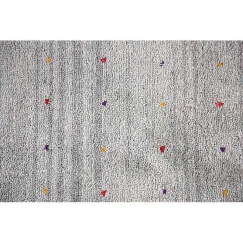 Gabbeh Oriental Square Area Rug Handmade Silk Carpet - 7'9" x 8'2"