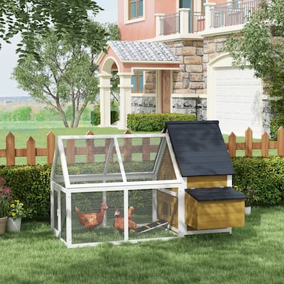 Large Wooden Chicken Coop with Nesting Box and Removable Tray Observation Windows for Backyard Poultry