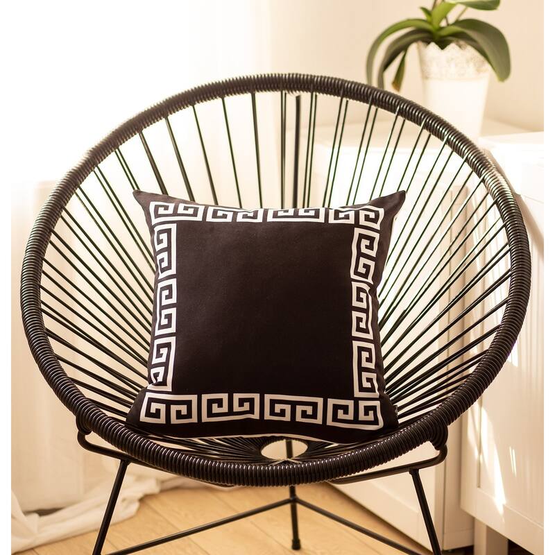 Porch & Den Schmidlin Greek Key Printed Throw Pillow Cover - 18" x 18" - Black