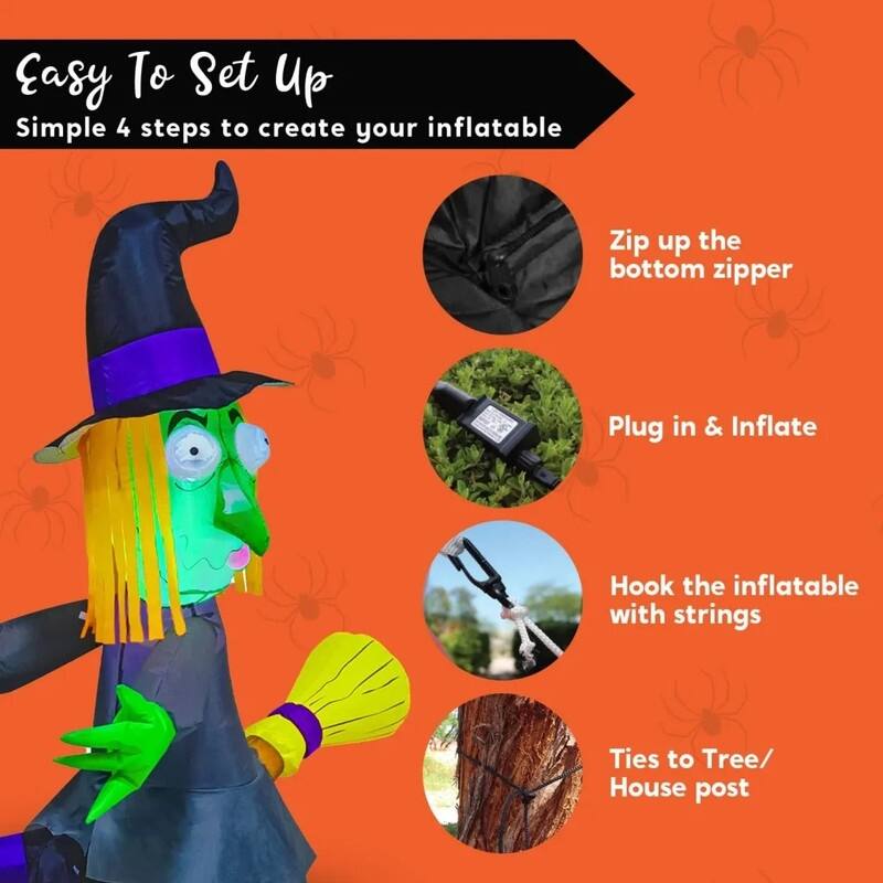 Joyfy 4 FT Inflatable Crashing Witch on a Tree Decoration