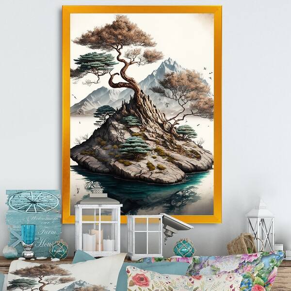 Designart "Bonsai Tree On A Rock I" Modern Framed Art Print - Bed Bath &  Beyond - 37287508