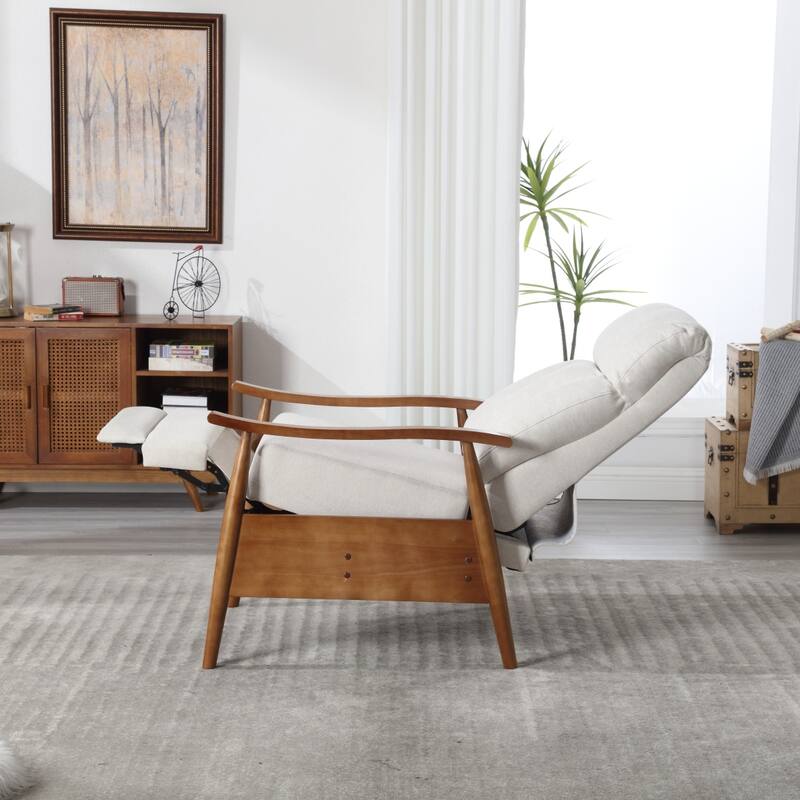 Modern Adjustable Recliner Chair, Wood Frame Armchair Accent Chair Lounge Chair Upholstered Sofa Chair for Living Room