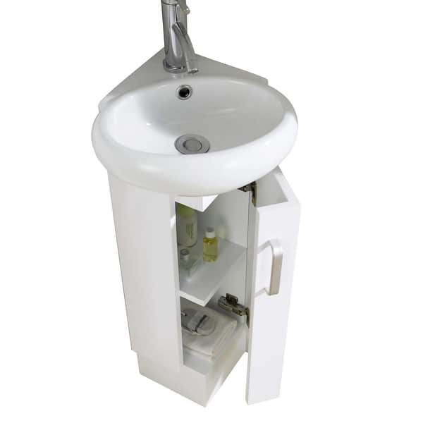 Shop Black Friday Deals On Fine Fixtures Milan Wood White Small Corner Bathroom Vanity Overstock 5989872
