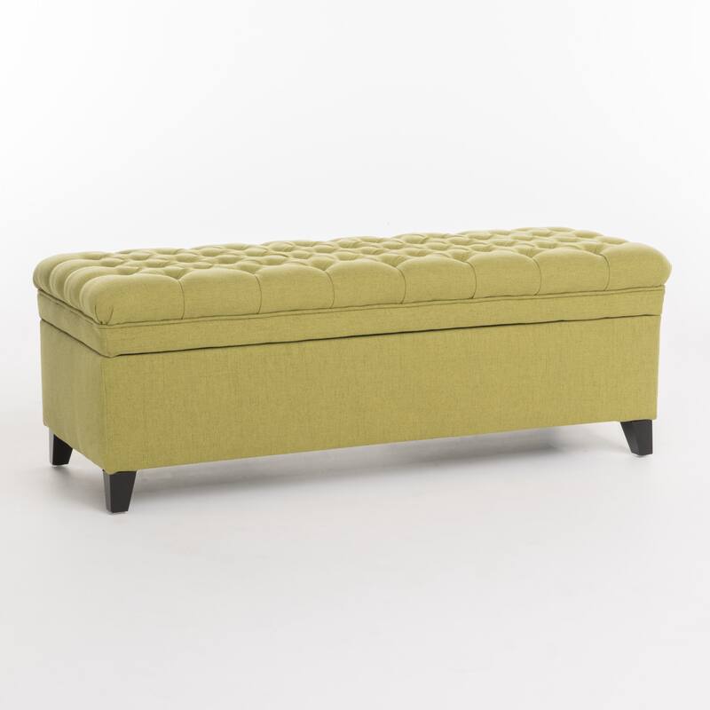 Storage Ottoman, 50" Upholstered End of Bed Bench with Safety Hinge, Large Entryway Bench, Foot Rest Stool for Living Room