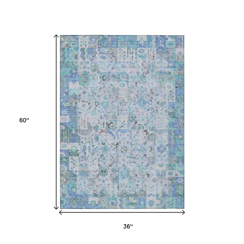 HomeRoots Patchwork Traditional Rectangle Outdoor Rug