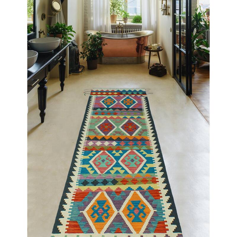 Flatweave Rutherfo Black/Ivory Runner - 2'7" x 9'6"