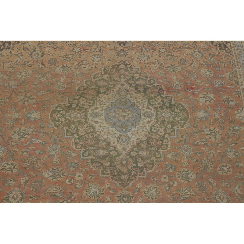Traditional Large Kashan Persian Rug Hand-Knotted Wool Carpet - 9'7" x 14'4"