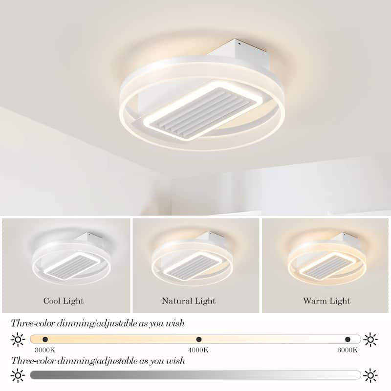Modern Flush Mount Bladeless Fan Lamp with Lights Dimmable LED