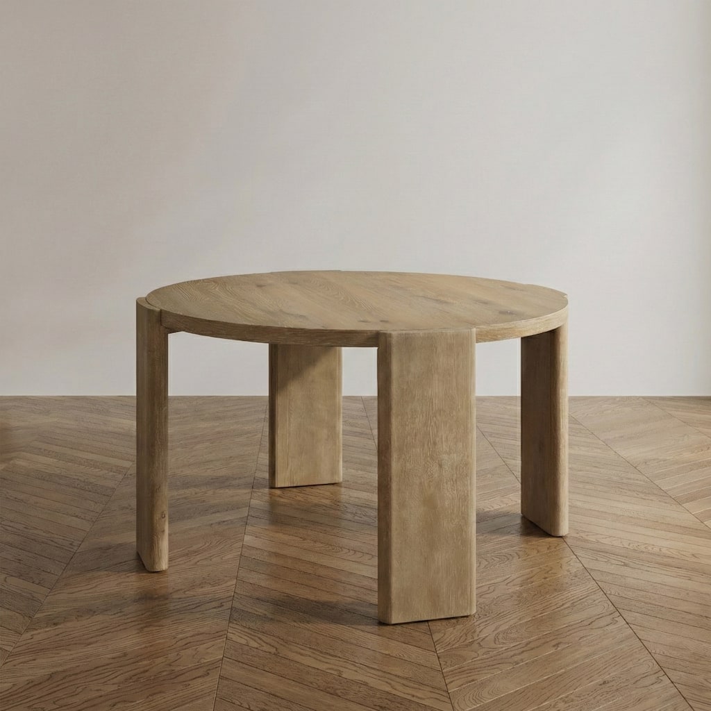 Furniture of America Elira Modern Oak 47-inch Solid Wood Round Dining Table