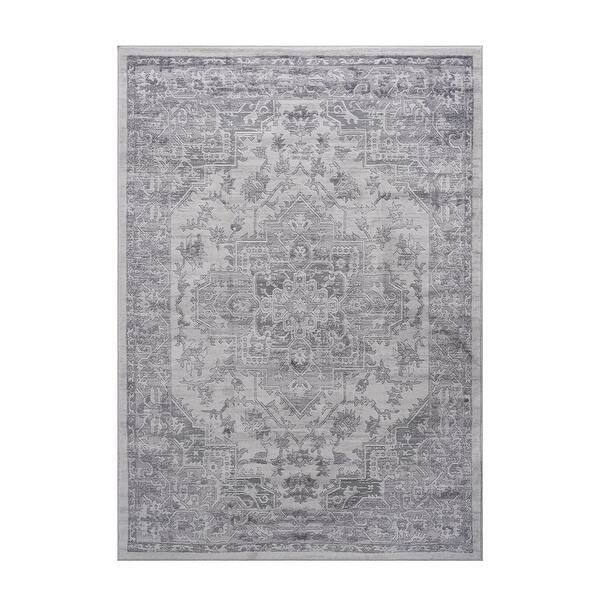 slide 2 of 7, LOOM & LUXE Collection Silver/Oriental Non-Shedding Area Rug 120" D x 93" W x 0.35" H