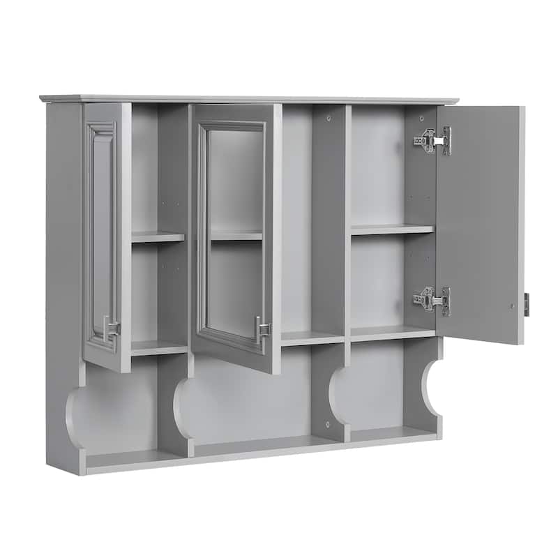 35"x 28"Wall Mounted Bathroom Medicine Cabinet, Modern Bathroom Wall Cabinet with Mirror, Mirror Cabinet with Open Shelves