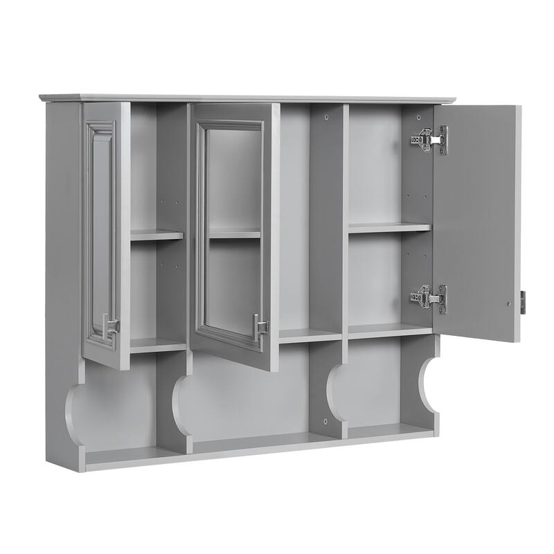 35''x 28''Wall Mounted Bathroom Medicine Cabinet,Modern Bathroom Wall Cabinet with Mirror,Mirror Cabinet with Open Shelves