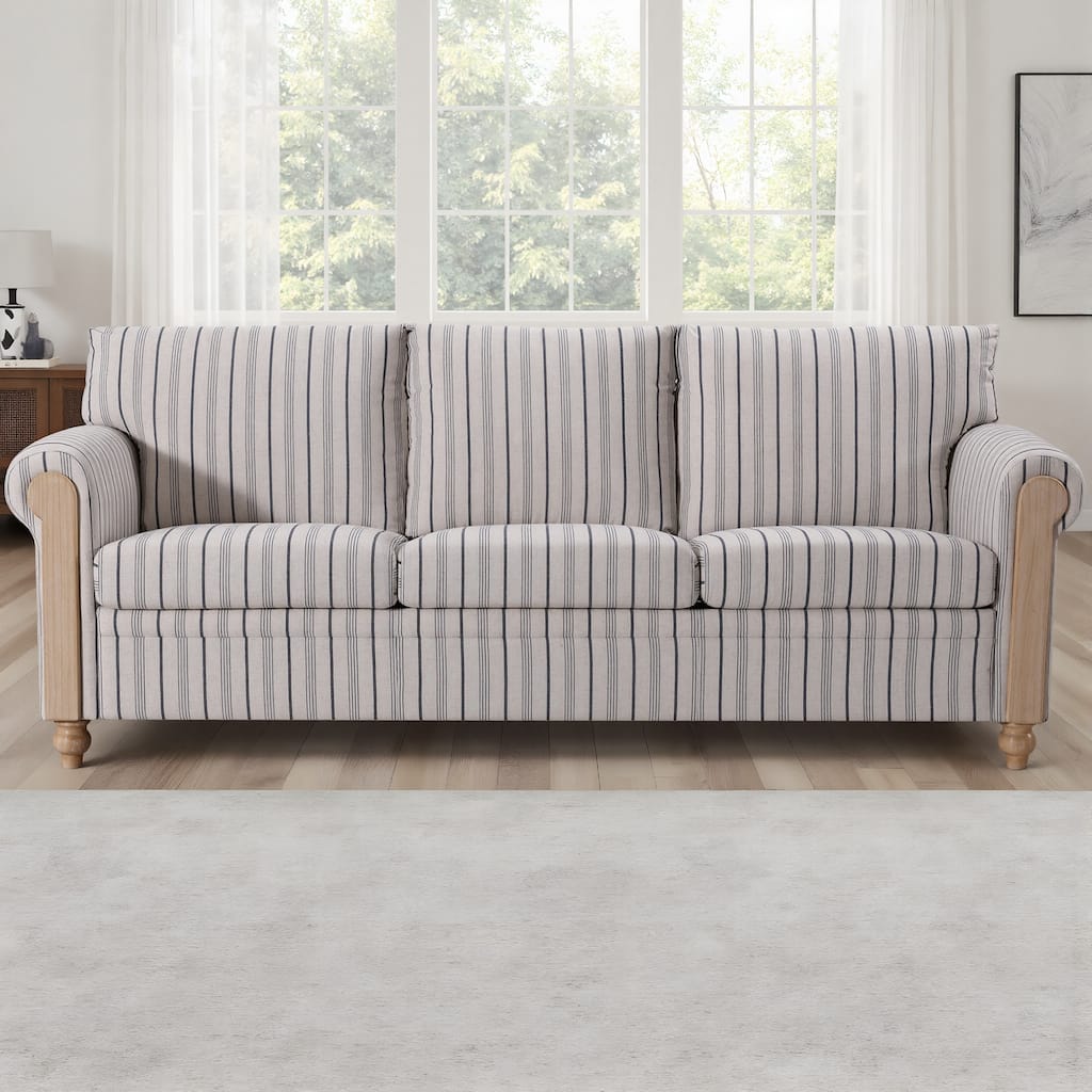 GDFStudio - Upholstered 84" 3-Seater Sofa with Birch Legs
