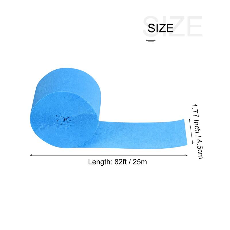 5pcs Crepe Paper Streamer Decoration 82ft Long 1.77 Inch Wide - Sky Blue