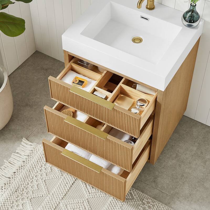 Hohhot Bath Vanity with Integrated Stone Sink Top without Mirror